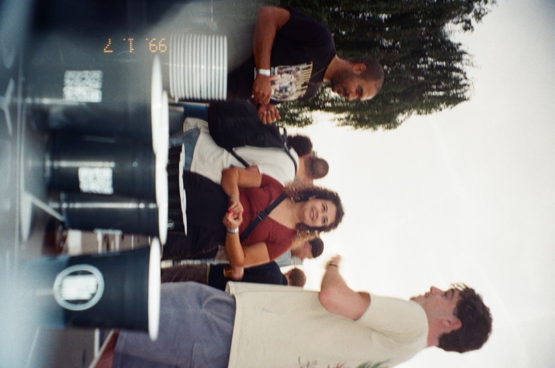 Festival-goers at the Lost in Town booth